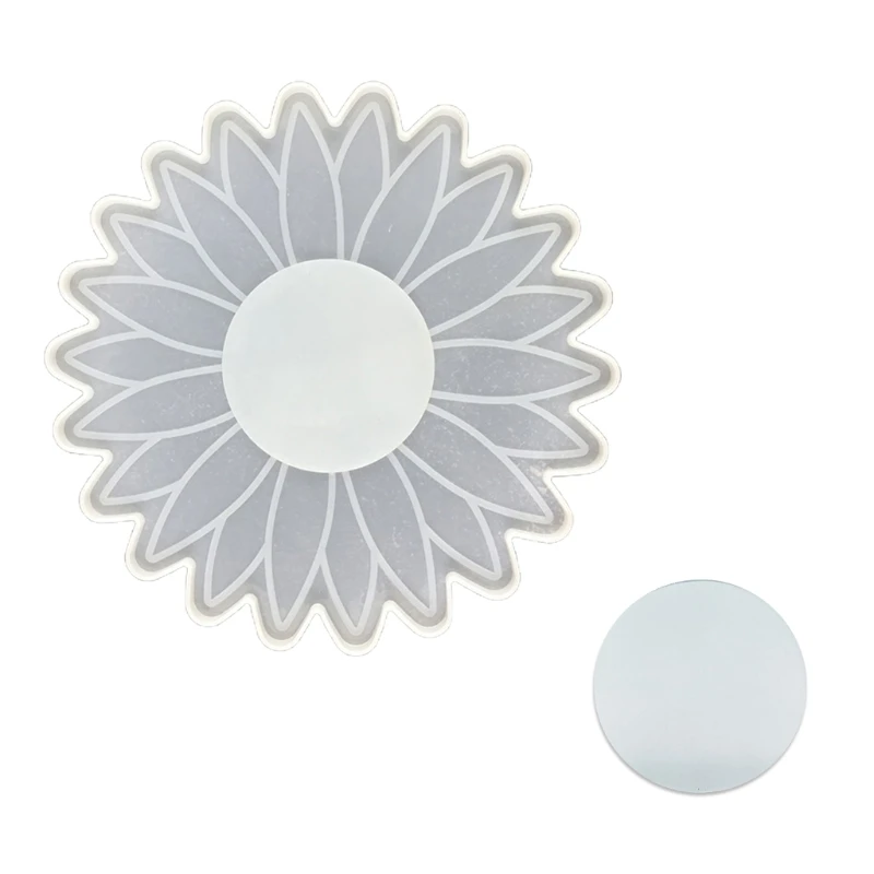 

Silicone Mold Epoxy Resin Wall Mirror Mold Sunflower Round Mirror Epoxy Resin Casting Mold Suitable for Home Decoration