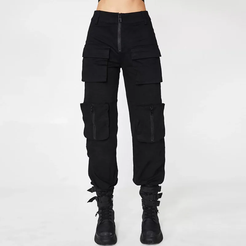 

Beam Feet Bib Overall Women's Super Handsome Loose BF Pants Women Ins Multi-Pockets Zipper Slimming Casual Pants Solid