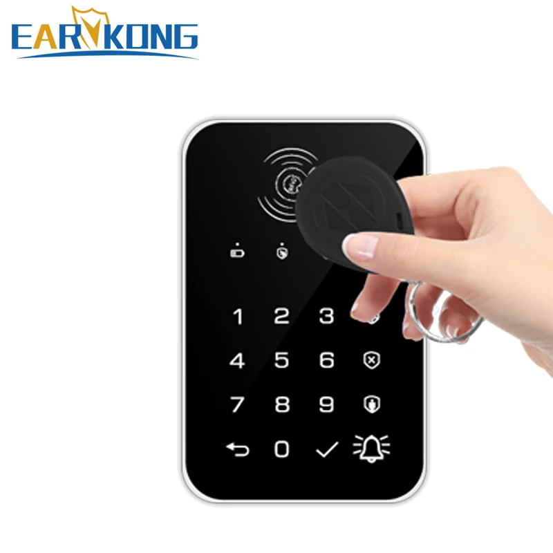 433mhz wireless keyboard touch keyboard rfid card rechargeable for remotely arm disarm home burglar security alarm system free global shipping