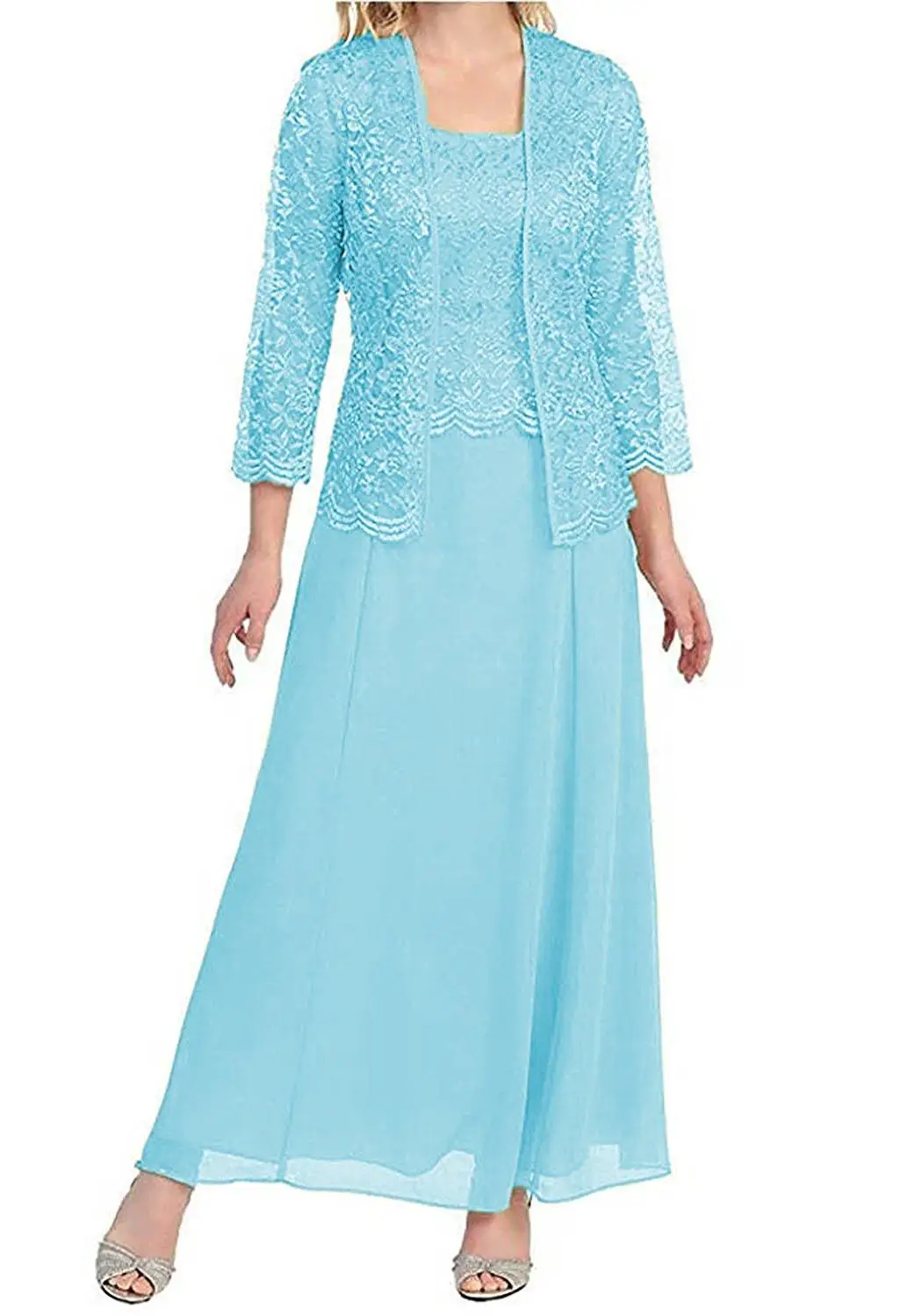 Женское элегантное кружевное платье из 3 предметов для матери невесты с курткой