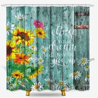 Rustic Farmhouse Sunflower Shower Curtain By Ho Me Lili For Bathroom Yellow Floral Wooden Barn Wall Bath Accessories Decor
