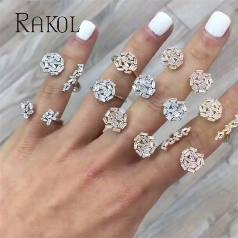 RAKOL прямоугольные проложить Блестящий AAA циркония кристалл открытый