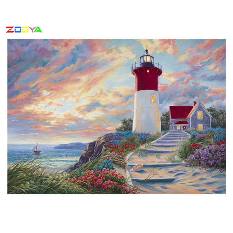 

5D DIY Diamond Painting Lighthouse Square Rhinestone Diamond Embroidery Cross Stitch Mosaic Landscape Home Decoration Gift