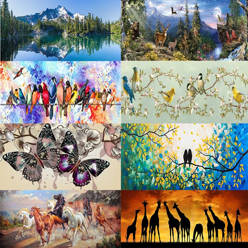 

5D DIY Diamond Painting Round Mosaic Diamond Embroidery Animal and Landscape Scenery Full Drill Picture Art Home Decor Gift