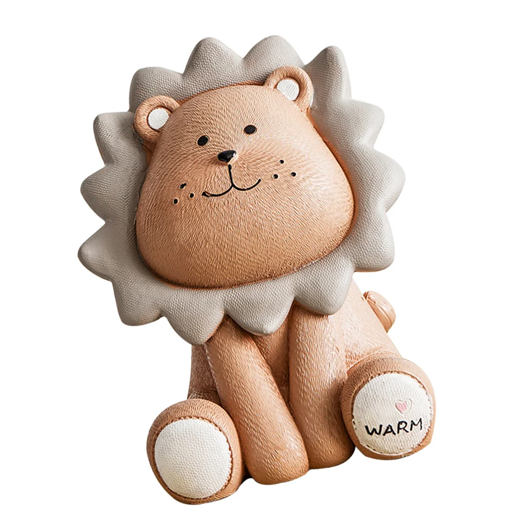 

Adorable Lion Coin Bank For Kids Money Box Resin Sunny Lion Piggy Bank Animal Figurines Home Decoration Kids Gifts