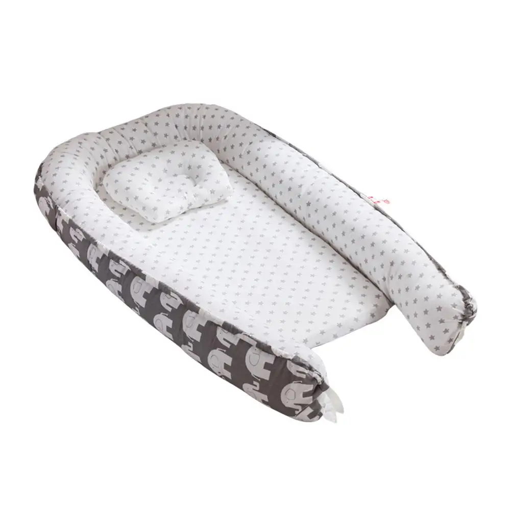 

Portable Baby Crib Baby Bed For Travel Newborn Baby Lounger Bassinet Cradle With Pillow Cotton Baby Nest For Sleeping 85x50cm