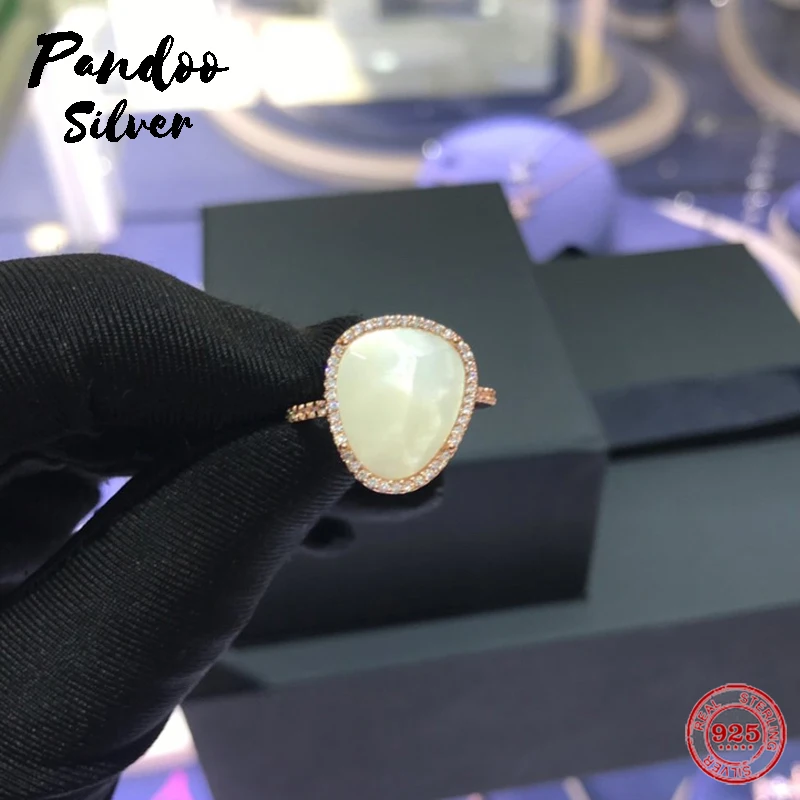 Модный Шарм Посеребренная копия 1:1 белое кольцо Nacre черное гематит женское