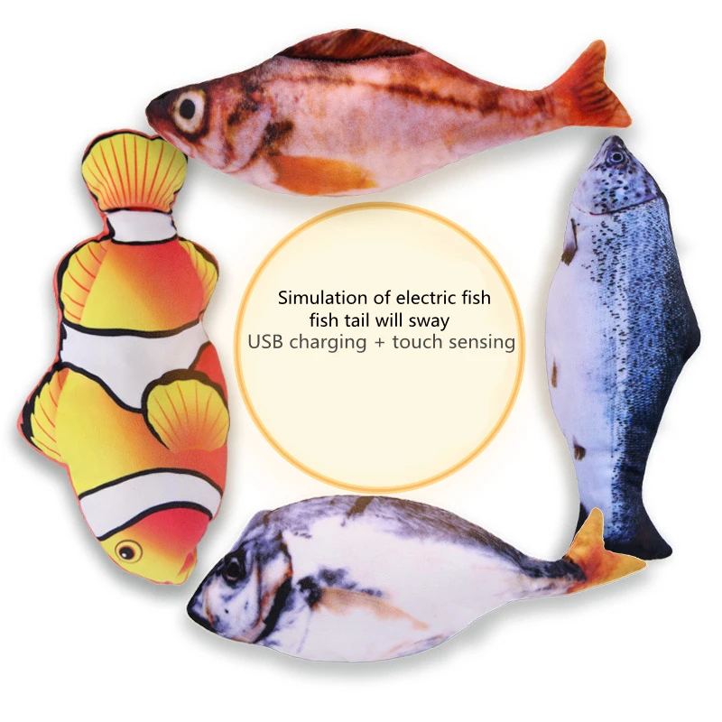 

Cat Toys Simulation Electric Fish Simulation Fish Toys for Dog Fish Playing Interactive Electronic Pet Cat Plush USB Charging
