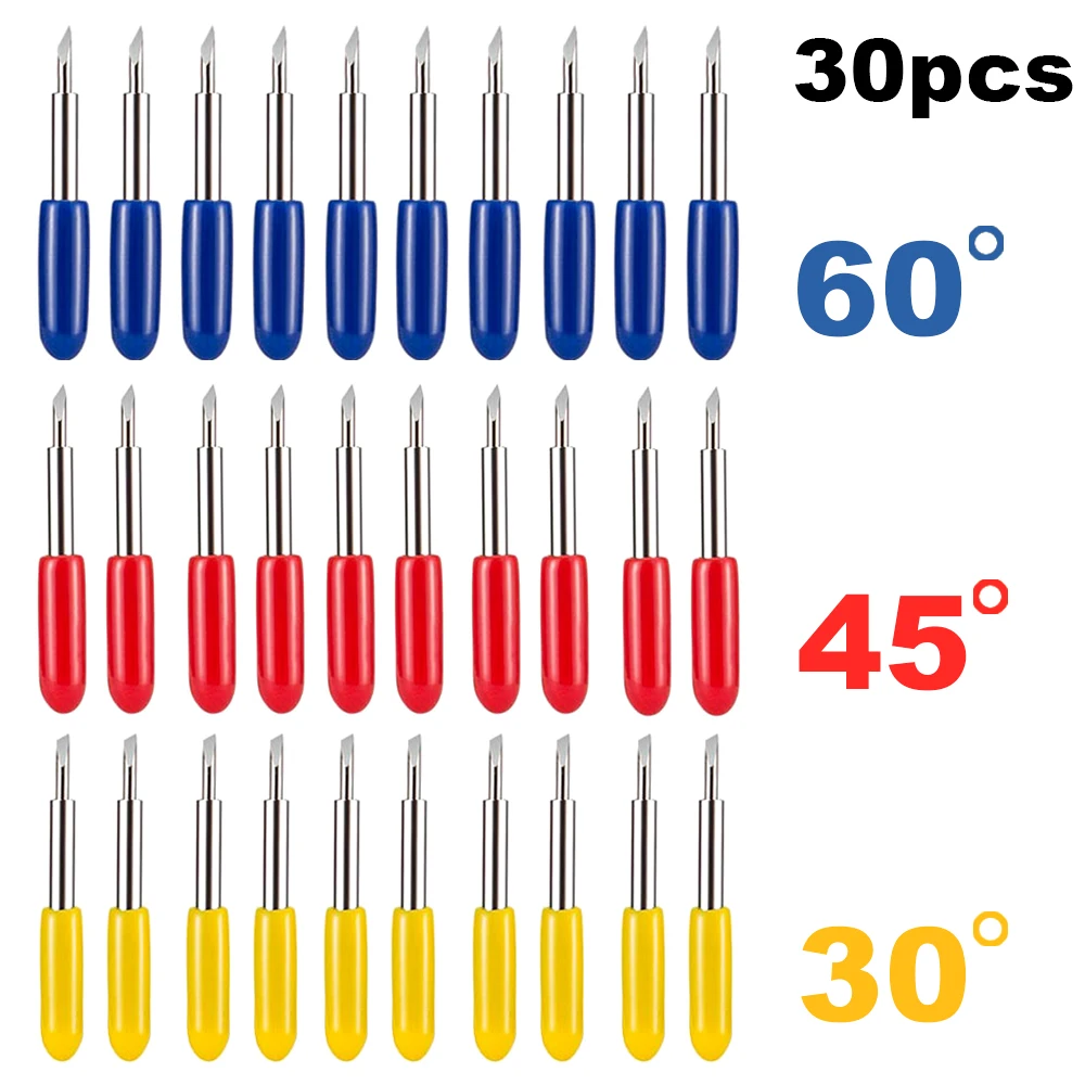 

30pcs 30/45/60 Degree Roland Cricut Cutting Plotter Vinyl Cutter Knife Blades Offset Cricut Machine Milling Cutter Carving Tools