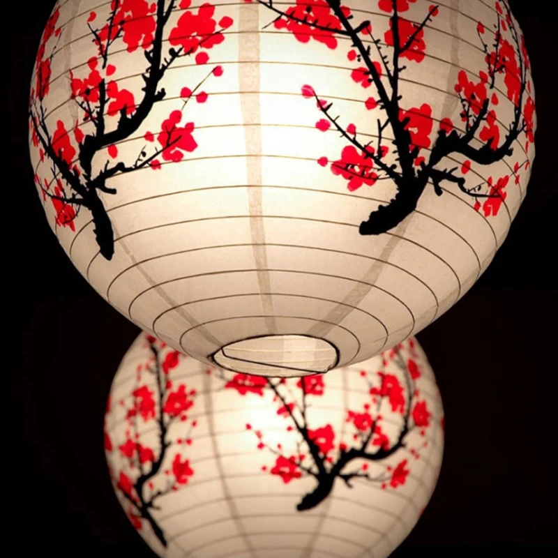 5 шт. Китайский Японский цветок сливы печать бумажный фонарь круглый подвесной
