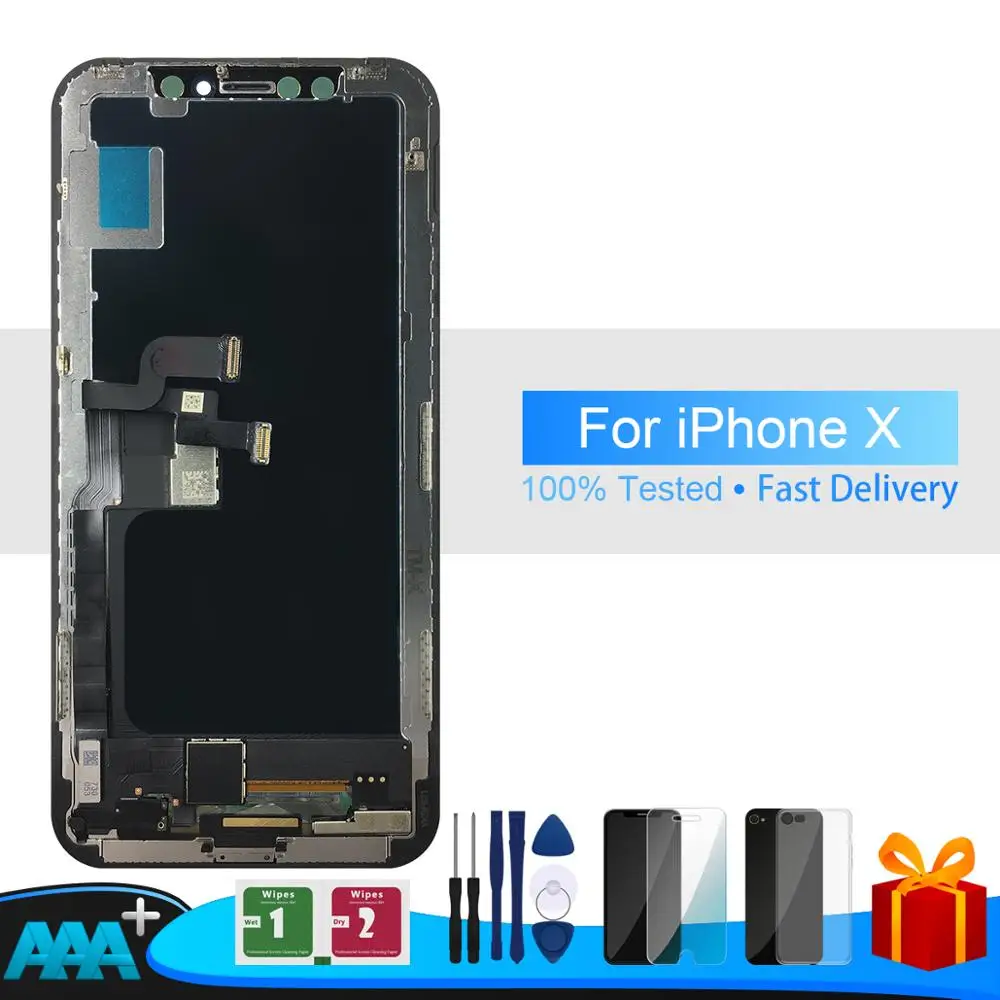 AAA +++ дигитайзер сенсорного ЖК экрана в сборе для iPhone X без битых пикселей с 3D