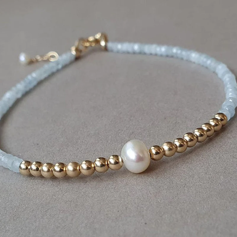 Женский браслет из натурального камня с белым барочным жемчугом 18 кг 2022 |