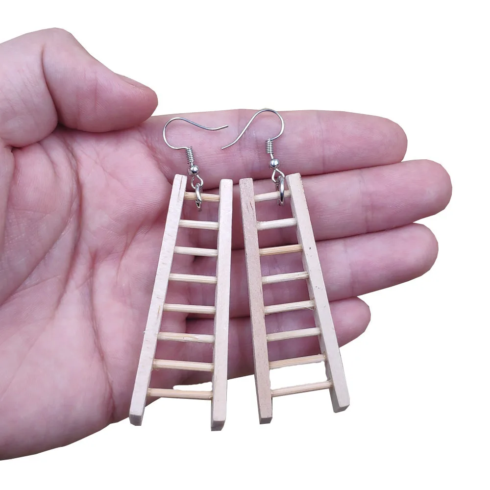 Яркие альтернативные уникальные деревянные милые забавные висячие серьги из