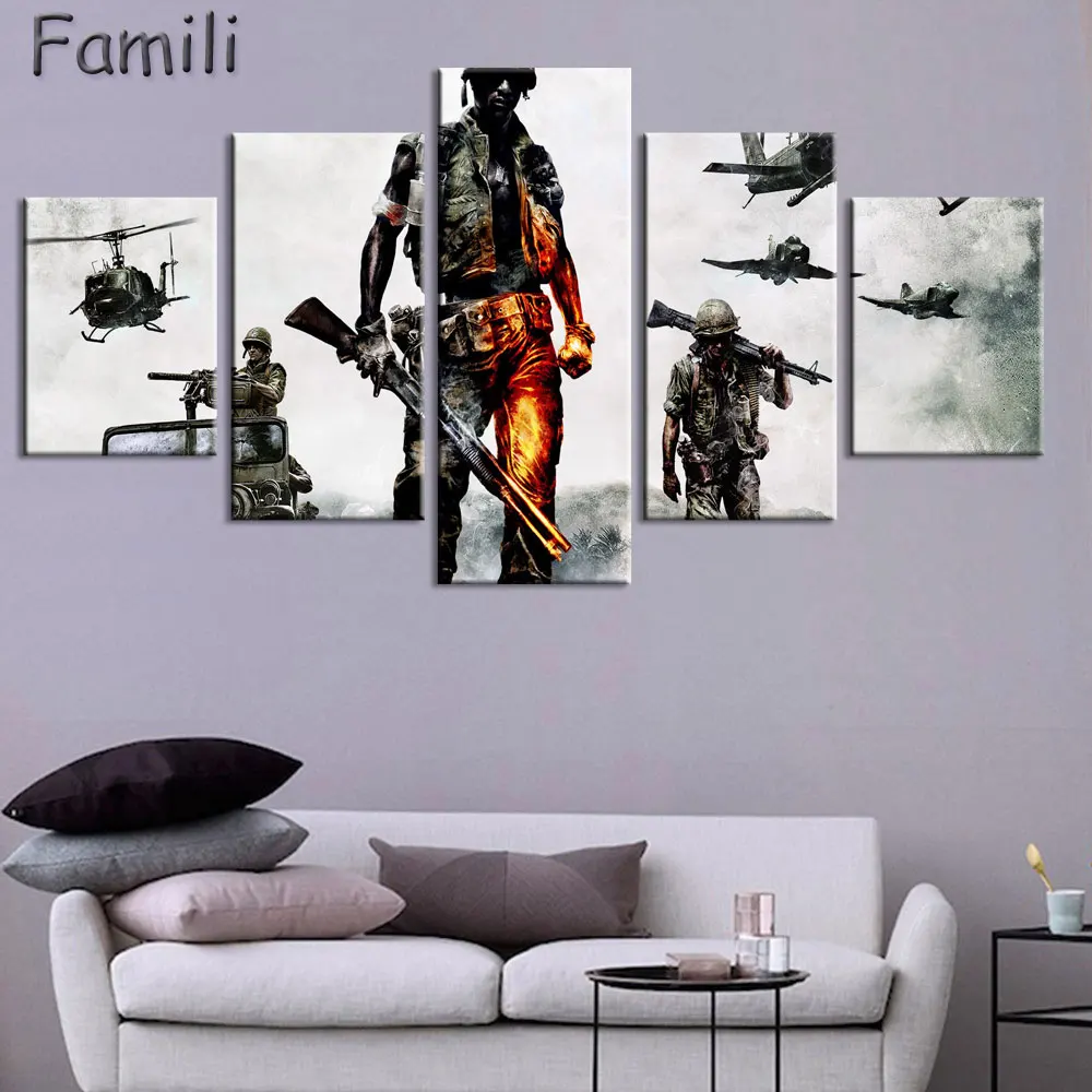 

5 Panels Soldiers Modern Home Wall Decoration Painting Canvas Art Hd Printed Painting Canvas Wall Picture For Home Decor