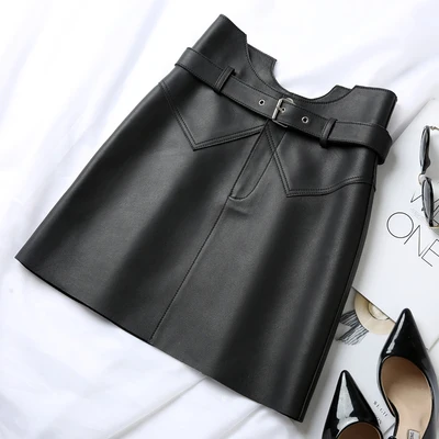 Tao Ting Li Na New Fashion Genuine Real Sheep Leather Skirt J29