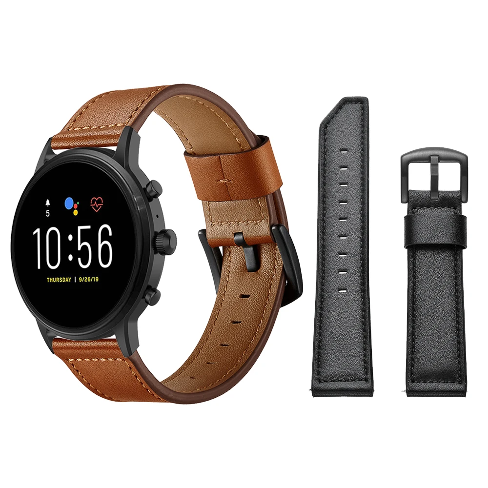 Ремешок из натуральной кожи для Fossil Gen 5 черный коричневый модный окаменелости 4