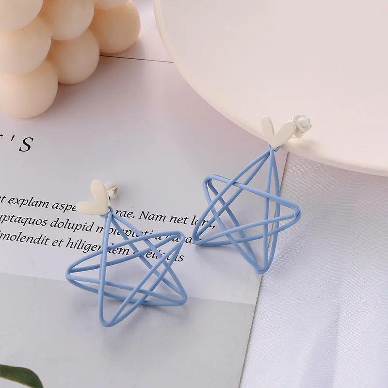 

2021 Korean Fashion Trend Jewelry Summer Fall Ladies Heart Starts Earrings Clip on Earring Without Ear Hole For Women Jewelry