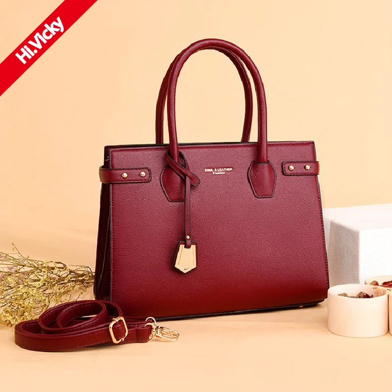 

Famous Designer Brand 2021 Autumn Women's Luxury Handbag High Quality Material Ladies Red Brown Shoulder Bag Women's Bag Female