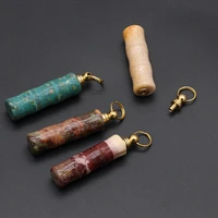 natural stone perfume bottle pendants bamboo shape essential oil bottle for jewelry making diy trendy necklace gifts