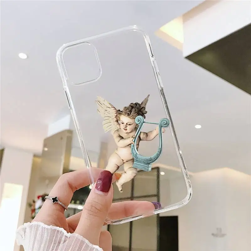 

baby angel painting aesthetic art Phone Case Transparent soft For iphone 5 5s 5c se 6 6s 7 8 11 12 plus mini x xs xr pro max