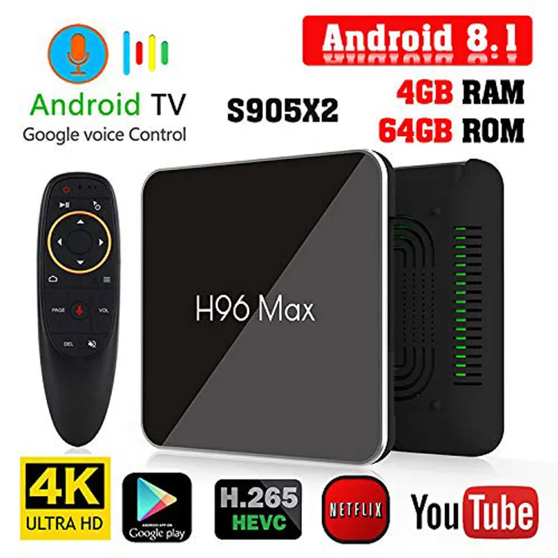 ТВ приставка h96 max x2 android 8 1 Amlogic S905x2 4 Гб 64 4K H.265 dual wifi Поддержка Youtube Netflix iptv europe Google Play