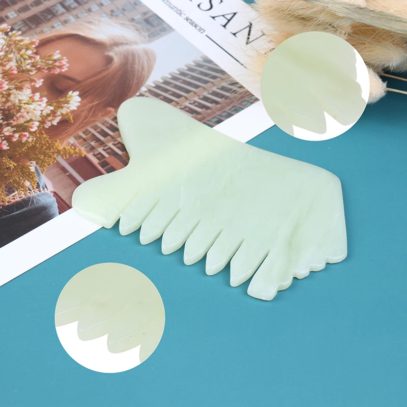

Natural Jade Stone Gua Sha Comb Board Massager Comb Spa Acupuncture Therapy Trigger Point Treatment Skin Slim Beauty Health