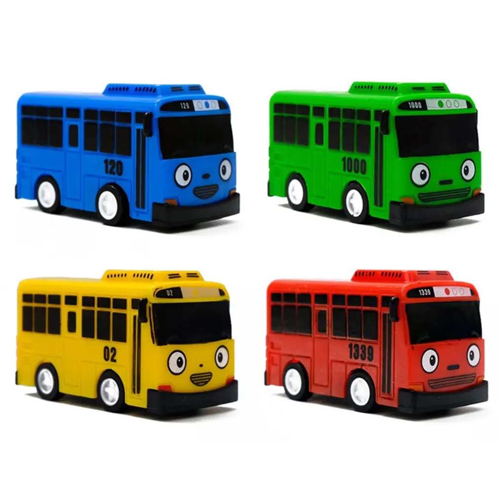 

4pcs Little Bus Mini Plastic Pull Back Blue Tayo Red Gani Yellow Lani Green Rogi Bus Car Model Bus Toy For Kids Gift Hot Sale