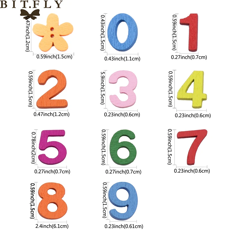 Деревянные пуговицы для скрапбукинга 100 шт. цифры/цветы сделай сам деревянные