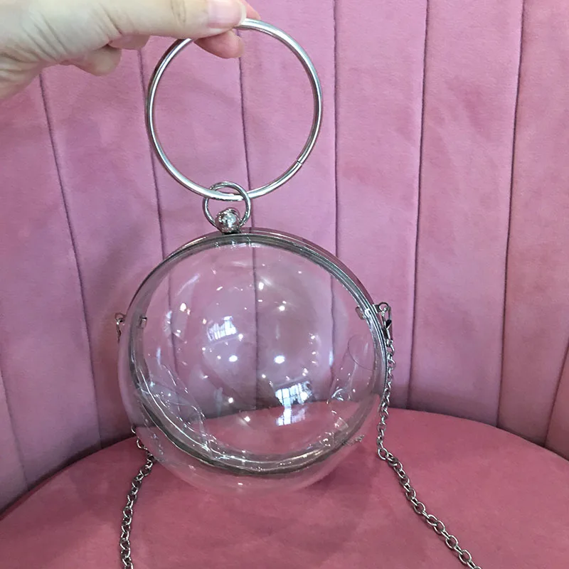 Женские милые однотонные прозрачные вечерние сумки с шариками акриловая модная