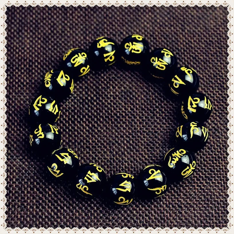 Браслет-талисман из обсидиана агатовый браслет с бусинами шестью словами и