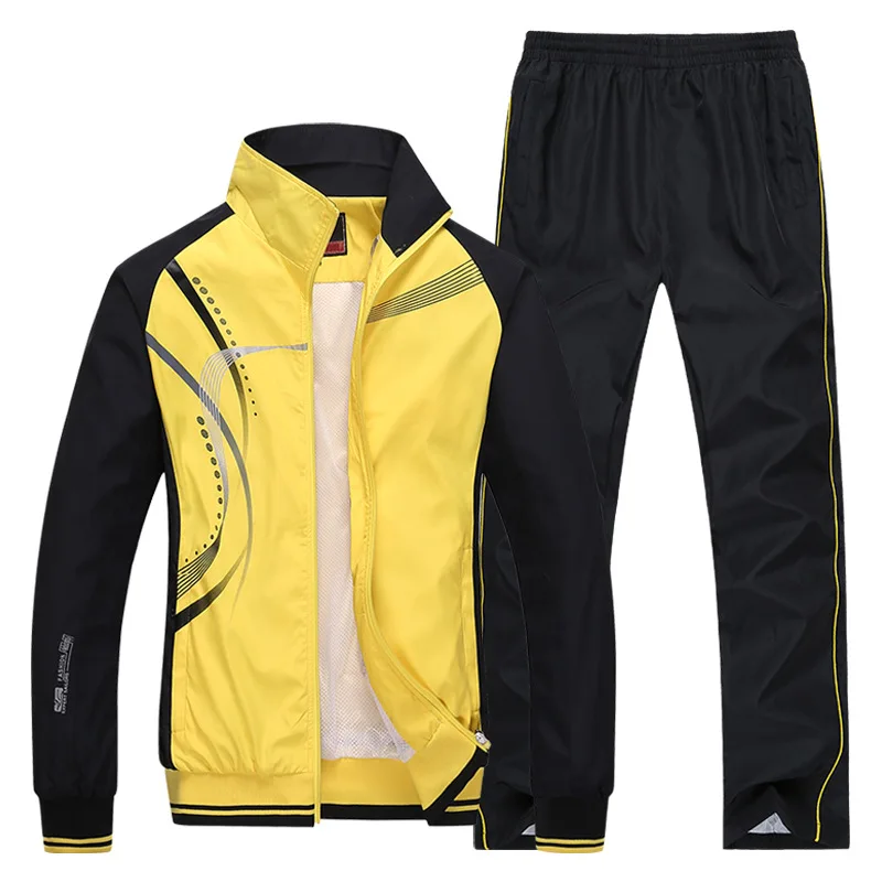 

Men's Casual Tracksuit Polyester Long Sleeve Jacket 2 Piece Sport Suit+Pant New Spring Autumn Brand Sets Jogging Male Clothing