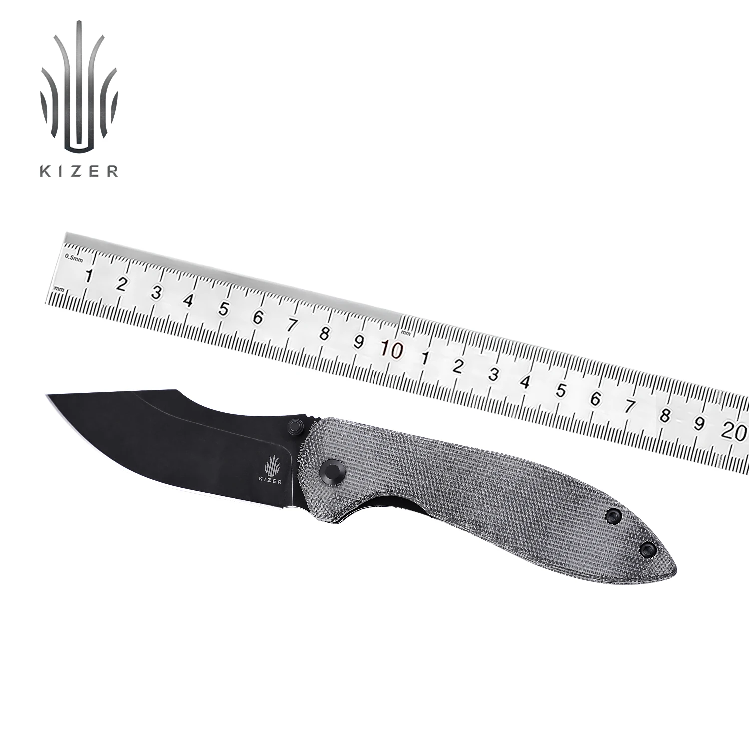 Kizer  Hunting Knife V4548N1 2021 New Arrival Black Micarta Handle with Black N690 Steel Blade Outdoor Knife with Ball Bearings