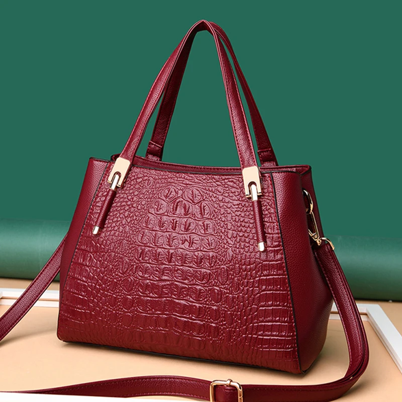 Роскошная Брендовая женская сумка Дизайнерская кожаная с крокодиловым узором