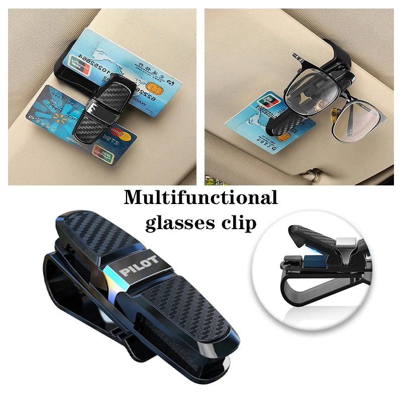 

For Honda Pilot 2019 2020 2021 Portable Ticket Card Clamp Car Sun Visor Sunglasses Holder ABS Eyeglasses Clip Auto Accessories