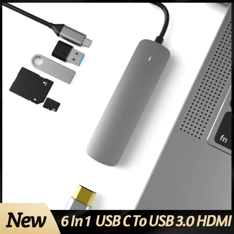 

USB HUB C HUB HDMI Adapter 6 In 1 USB C To USB 3.0 Dock For MacBook Pro Accessories USB-C Type C 3.0 Splitter USB C HUB