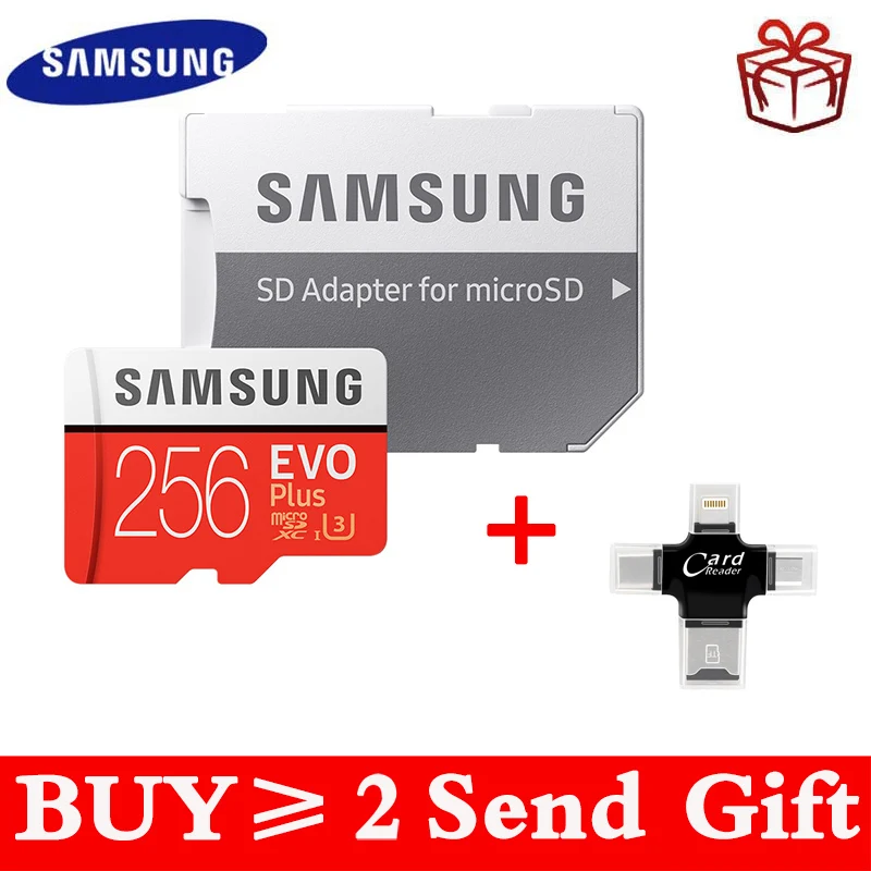 

Карта памяти Microsd SAMSUNG EVO Plus, 128/64/32/512/256/128 ГБ, U1, U3, 4K