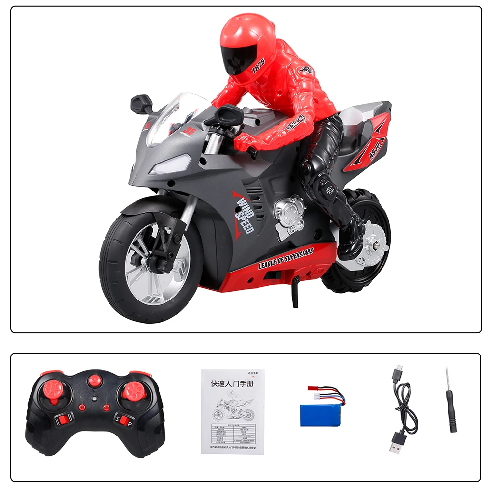 RC Мотоцикл 1:6 360 градусов спиннинг дрейф трюк мотоциклы стенд 20 км/ч 2WD 6 осевой