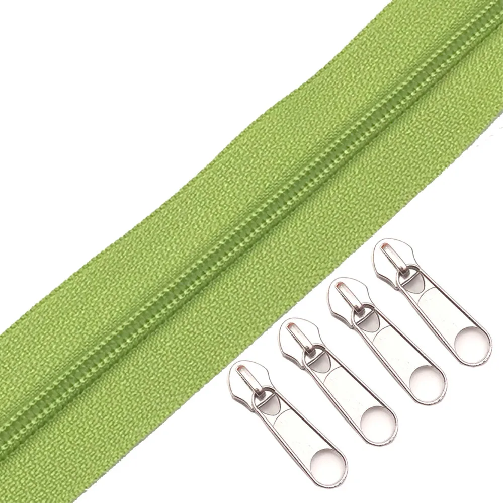 233 Fresh Green 3 м 3# нейлоновые катушки молнии навалом с 5 шт. молнии слайдер-для костюма, одежды, других рукоделия - Цвет: 233 Fresh Green