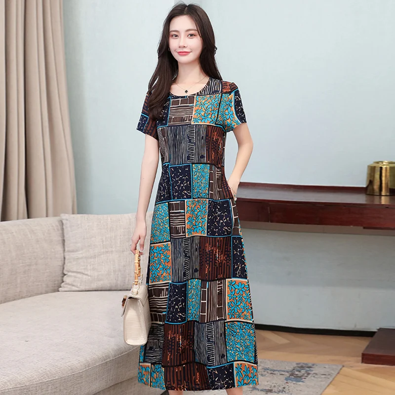 Summer Dress 2020 Women Floral Print Thin Casual Loose Maxi Sundress Vestidos Plus Size | Женская одежда