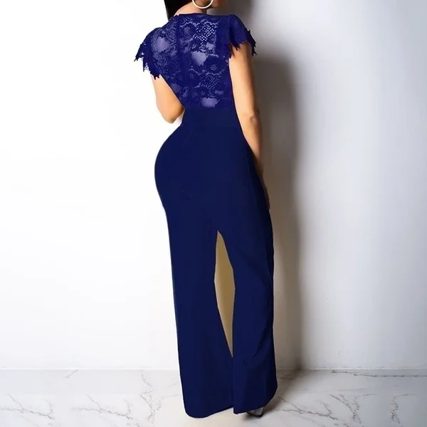 Женский сексуальный комбинезон с глубоким v-образным вырезом однотонный