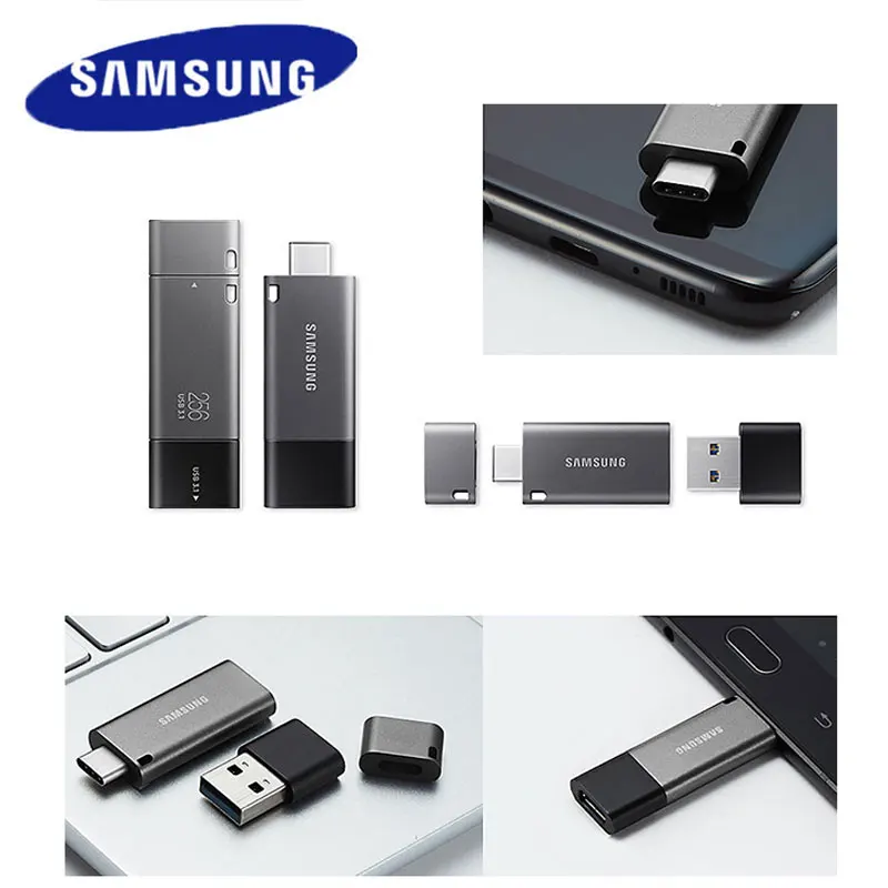 Флеш накопитель Samsung DUO Plus USB 3 1 32 ГБ 64 128 256 металлическая Флешка Type C для смартфонов