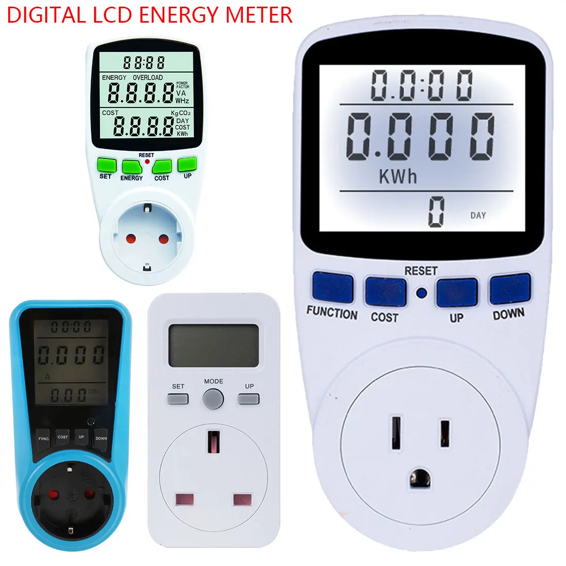 ЕС США Великобритания розетка анализатор AC измерители мощности Вольтметр