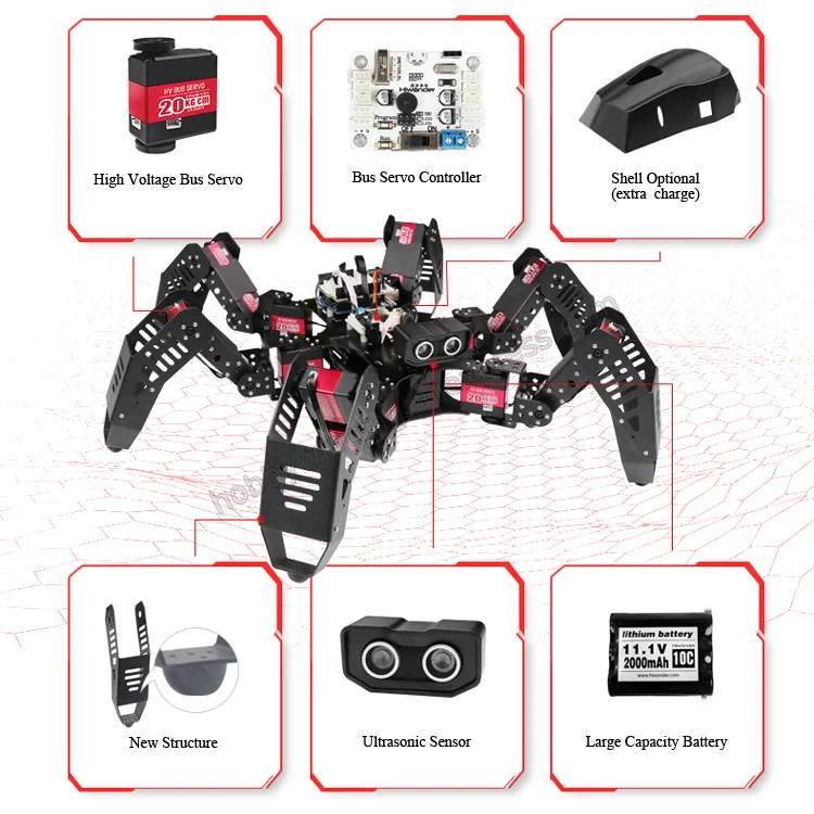 18 dof, алюминиевый Hexapod Spiderbot робот/Вторичный развивающий набор бионический паук Arduino программируемый Обучающий робот