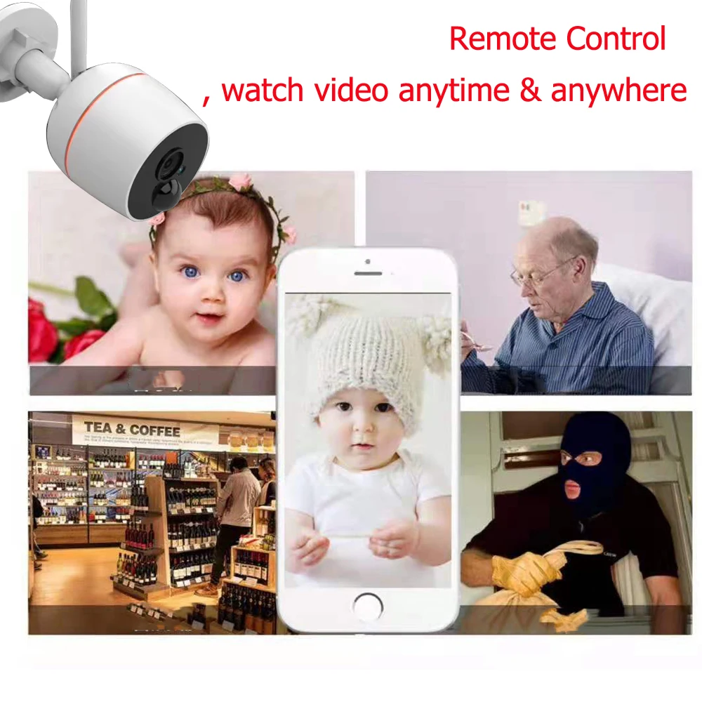 Wifi Camera Wireless NVR Surveillance-Kit Cctv-System Video-Security Outdoor SD Card Two Way Audio System 1080P 7" Touch Screen