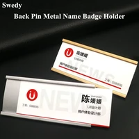 5 pieces aluminum pin back name tag holders kit identification name badges id card holders case