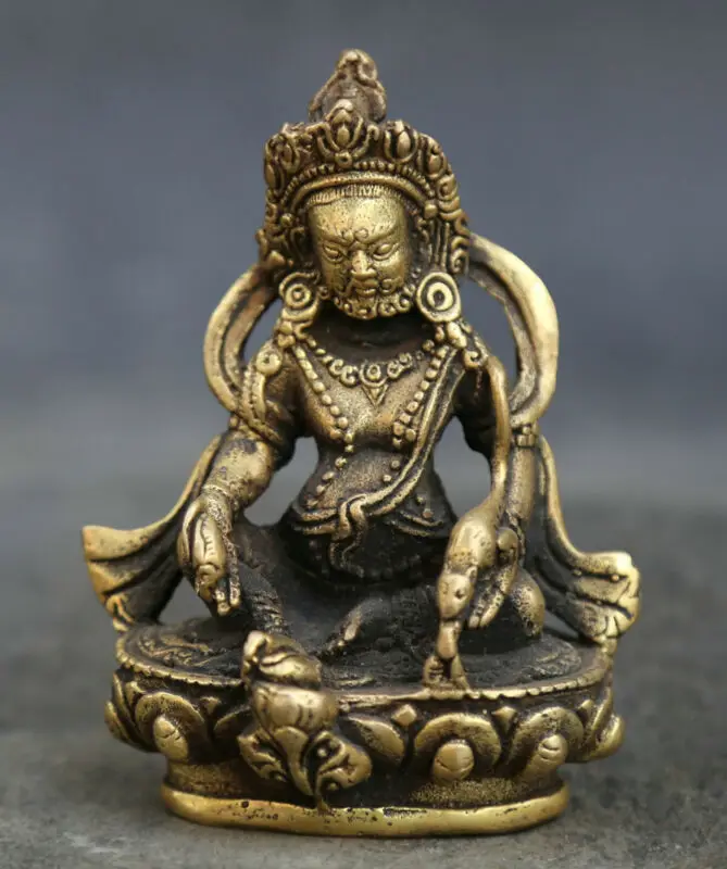

3.5" Collect Tibet Buddhism Fengshui Bronze Yellow Jambhala Wealth God Statue