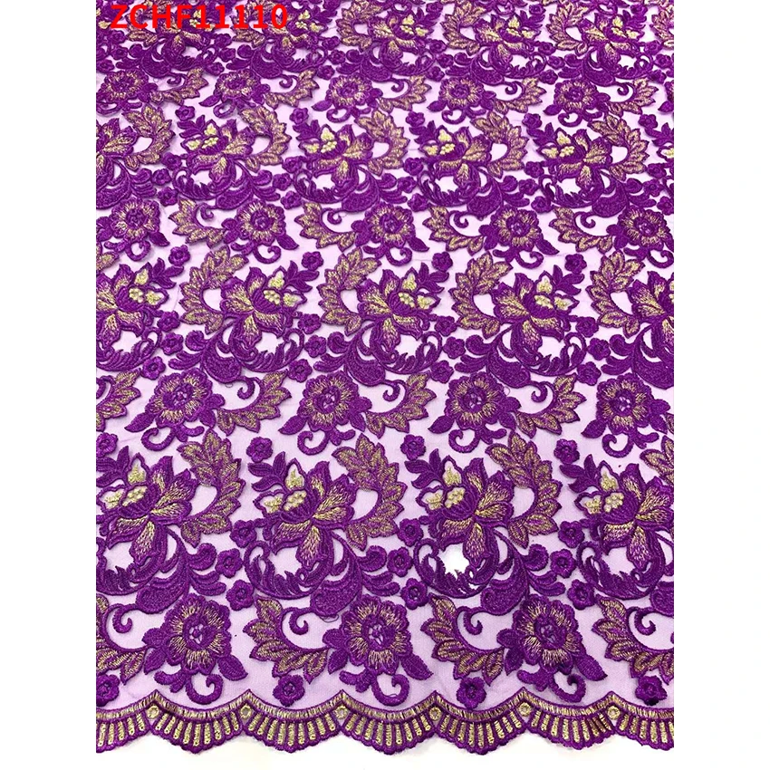 

Fine African French Lace Breathable Ankara ​Two color gold embroidery Fabric For Sewing Clothes ZCHF11110