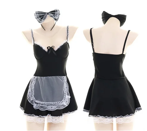 Женский костюм горничной на бретельках одежда для сна девочек кружевная