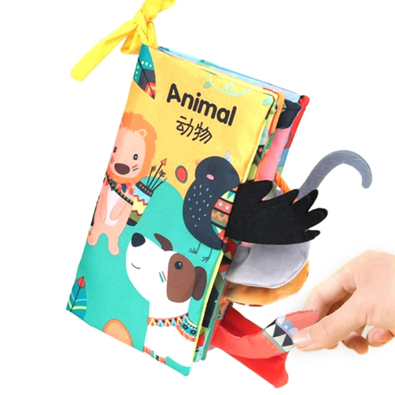 

Infant Baby Book Educational Toys 3D Animal Tail Cloth Book For Kids