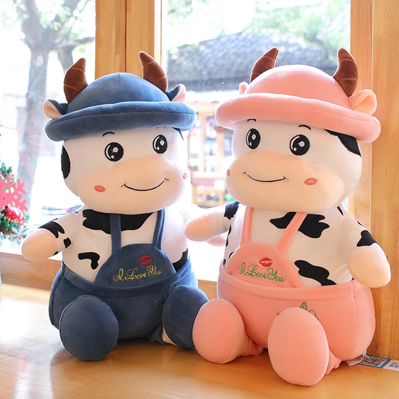 

50cm Cute Soft Cow Plush Toy Stuffed Animal Kawaii Plushie Cattle Sleeping Pillow Accompany Doll Toys for Kids Girls Gift Decor
